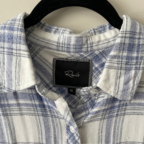 RAILS Hunter Plaid Blue White Button Down XS - Picture 3 of 7